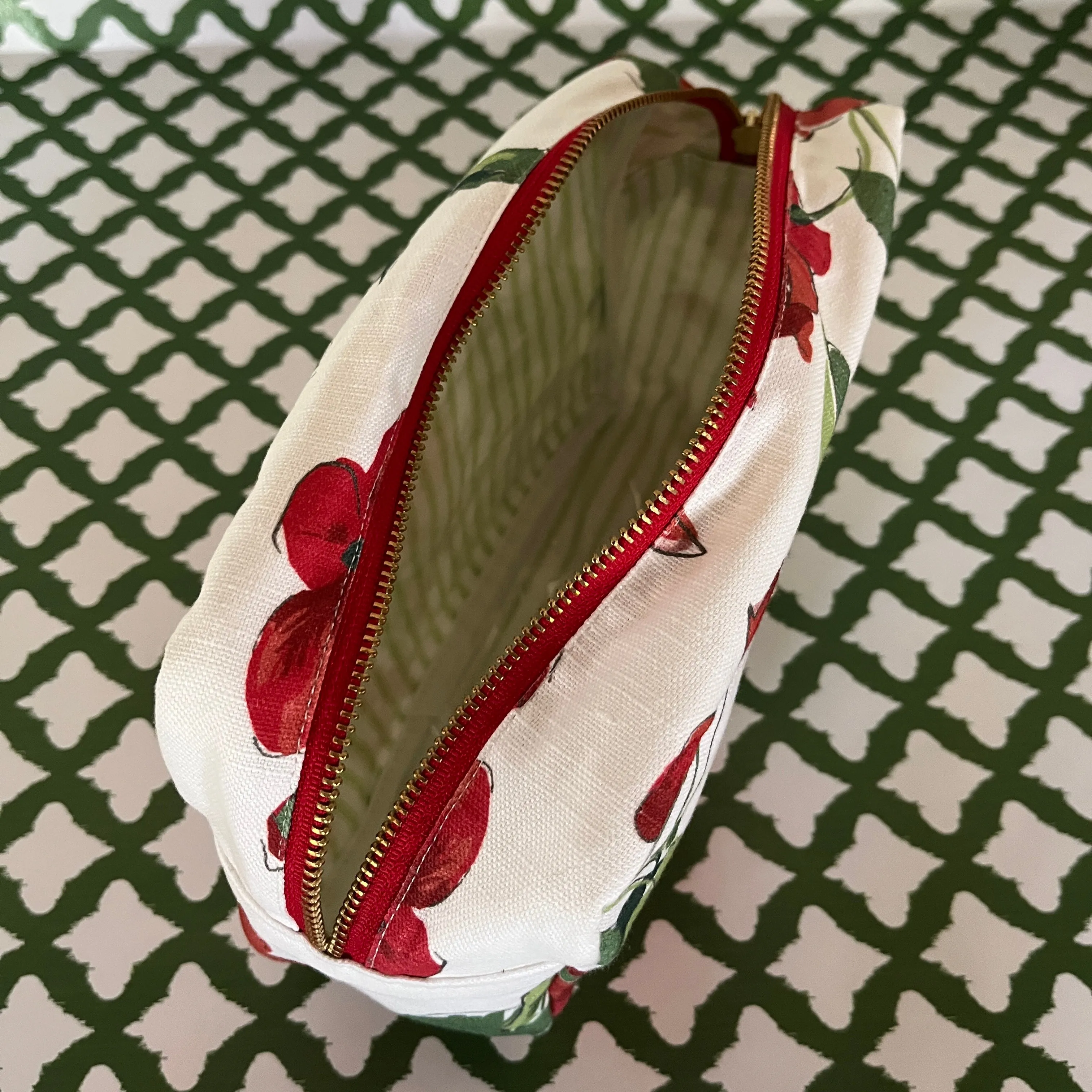 Large Cottage Grove Geranium Red Toiletries Bag