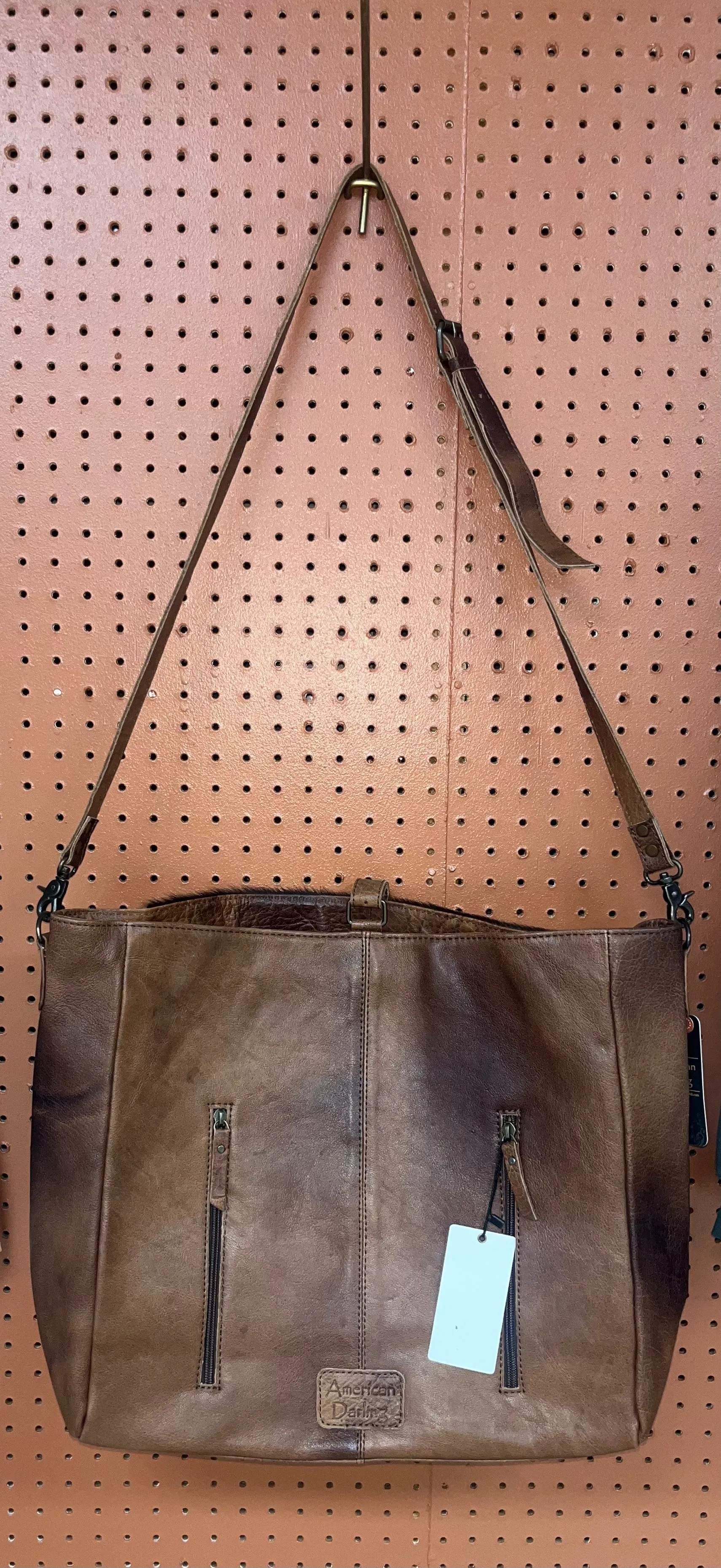 Large cowhide and leather bag