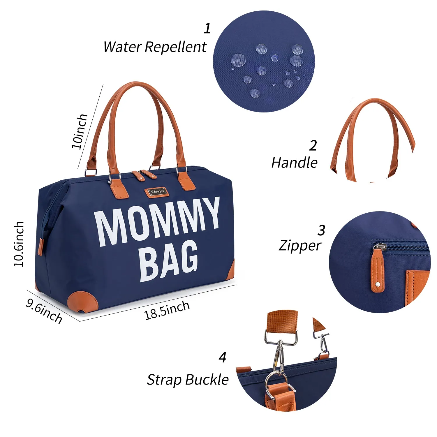 Large Mommy HandBag for Hospital, Diaper Bag with Changing Pad MMB-4