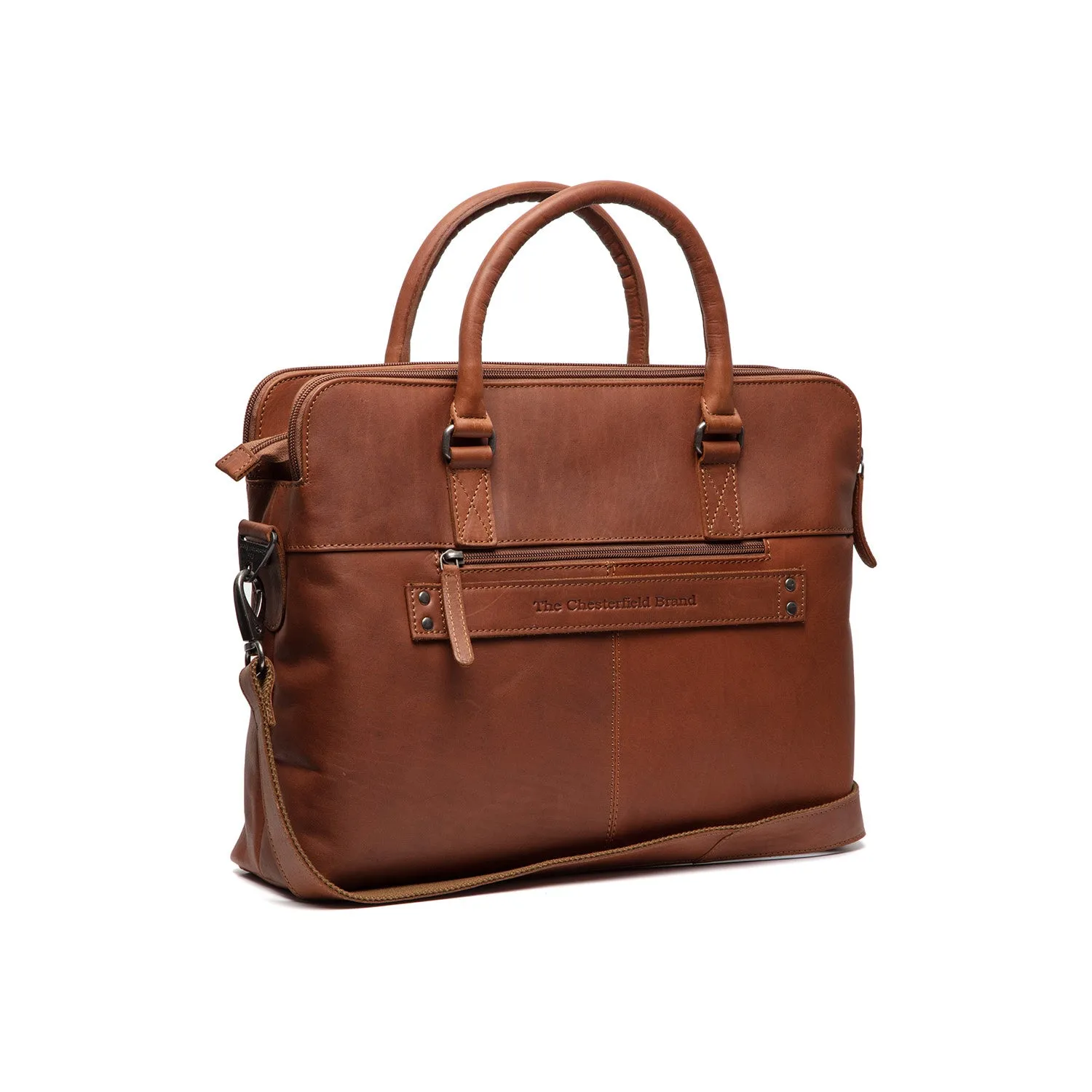 Leather Laptop Bag Cognac Cameron