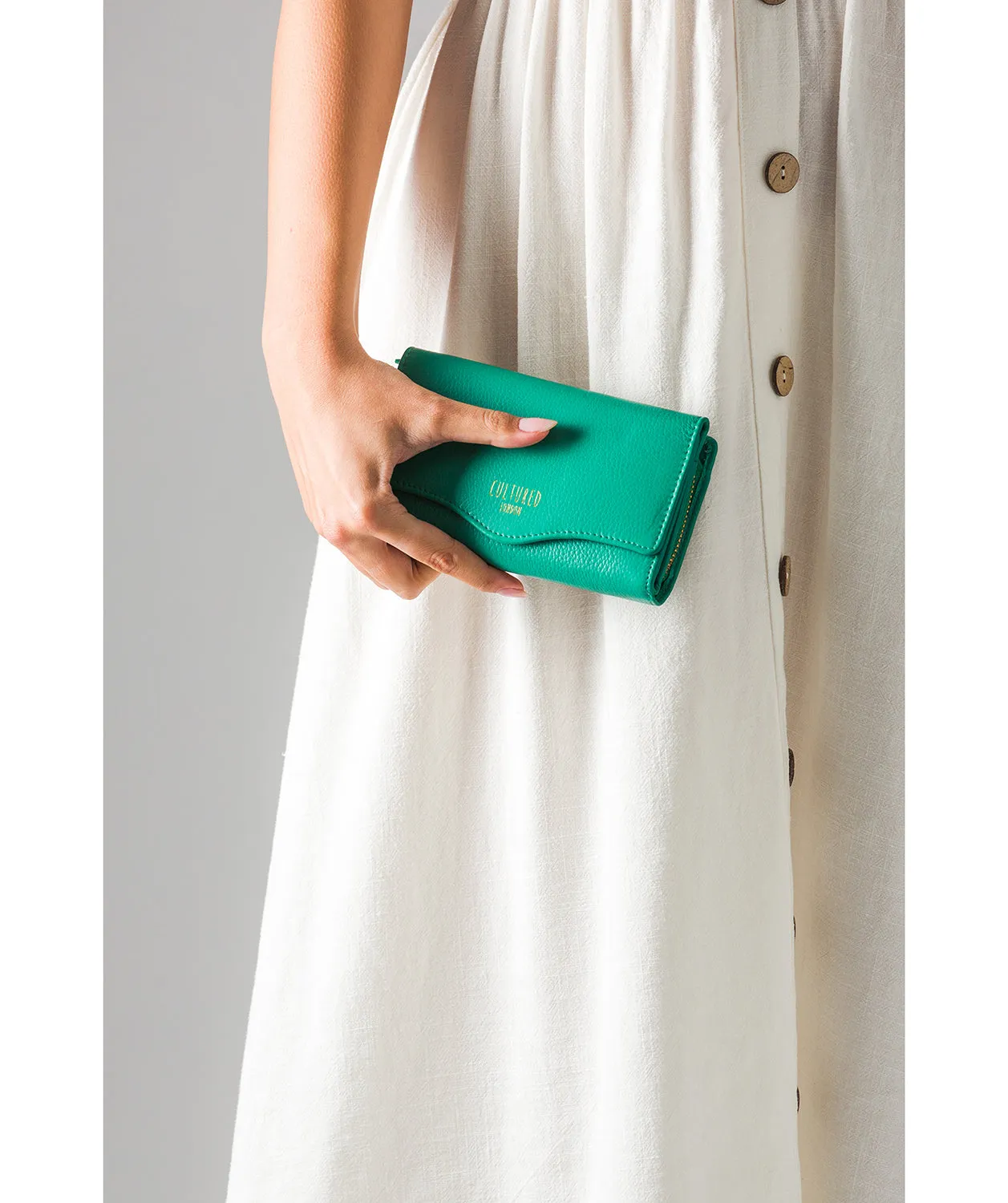 'Letitia' Leaf Green Leather Purse