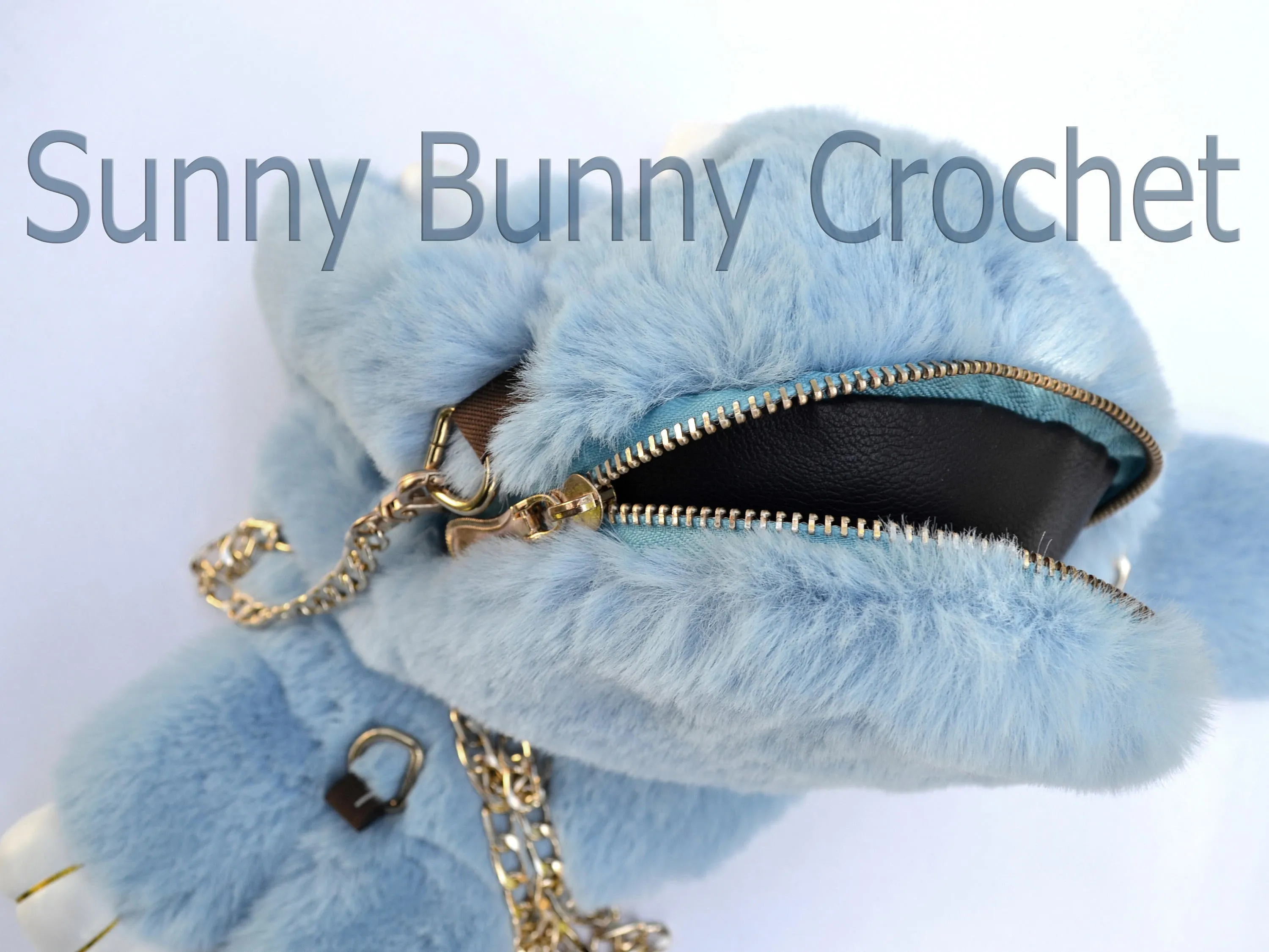 Light Blue Rabbit Bag Rabbit Shoulder Bag Real Fur Backpack Women Purse Girls Handbag Phone Bag Animal Bag Chain Clutch Purse Cosmetic Bag