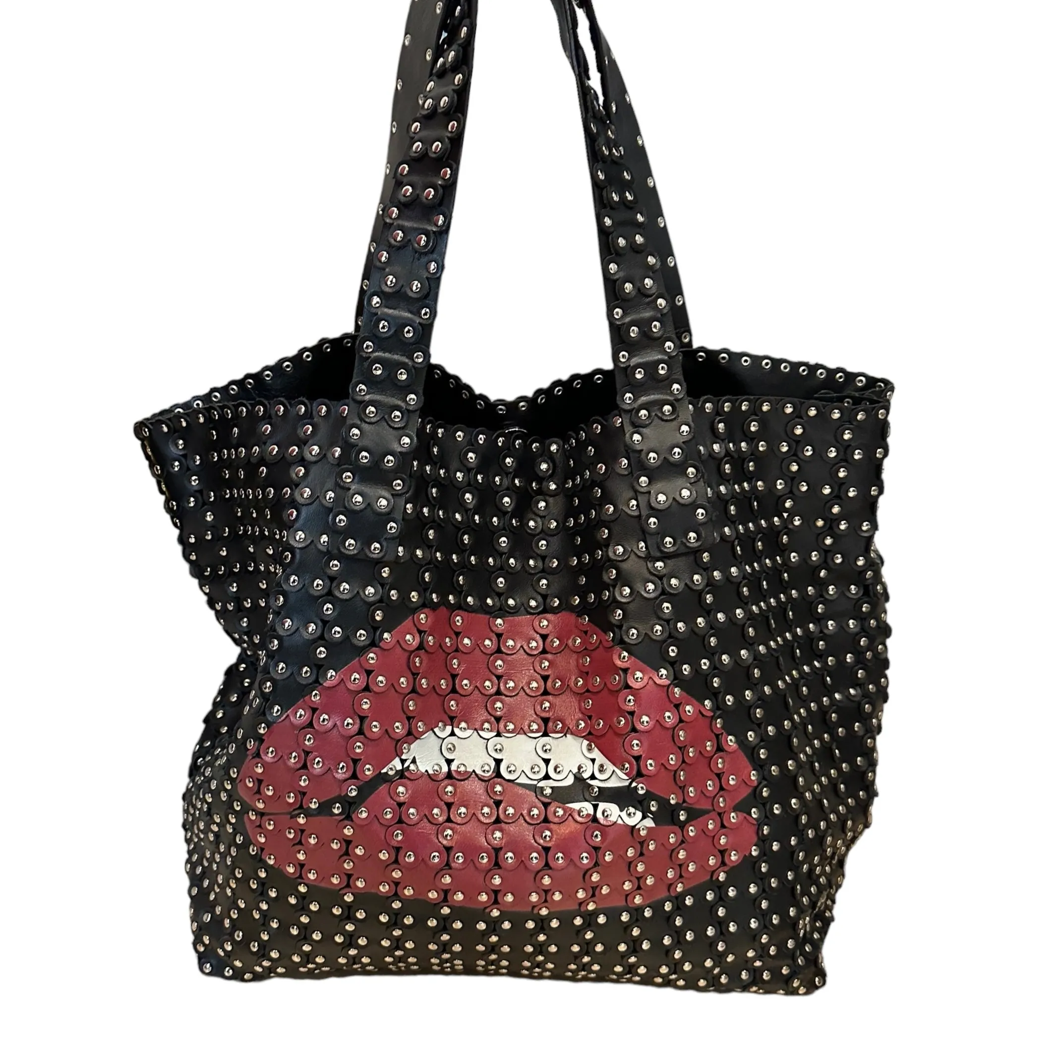 Lips Studded Leather Tote