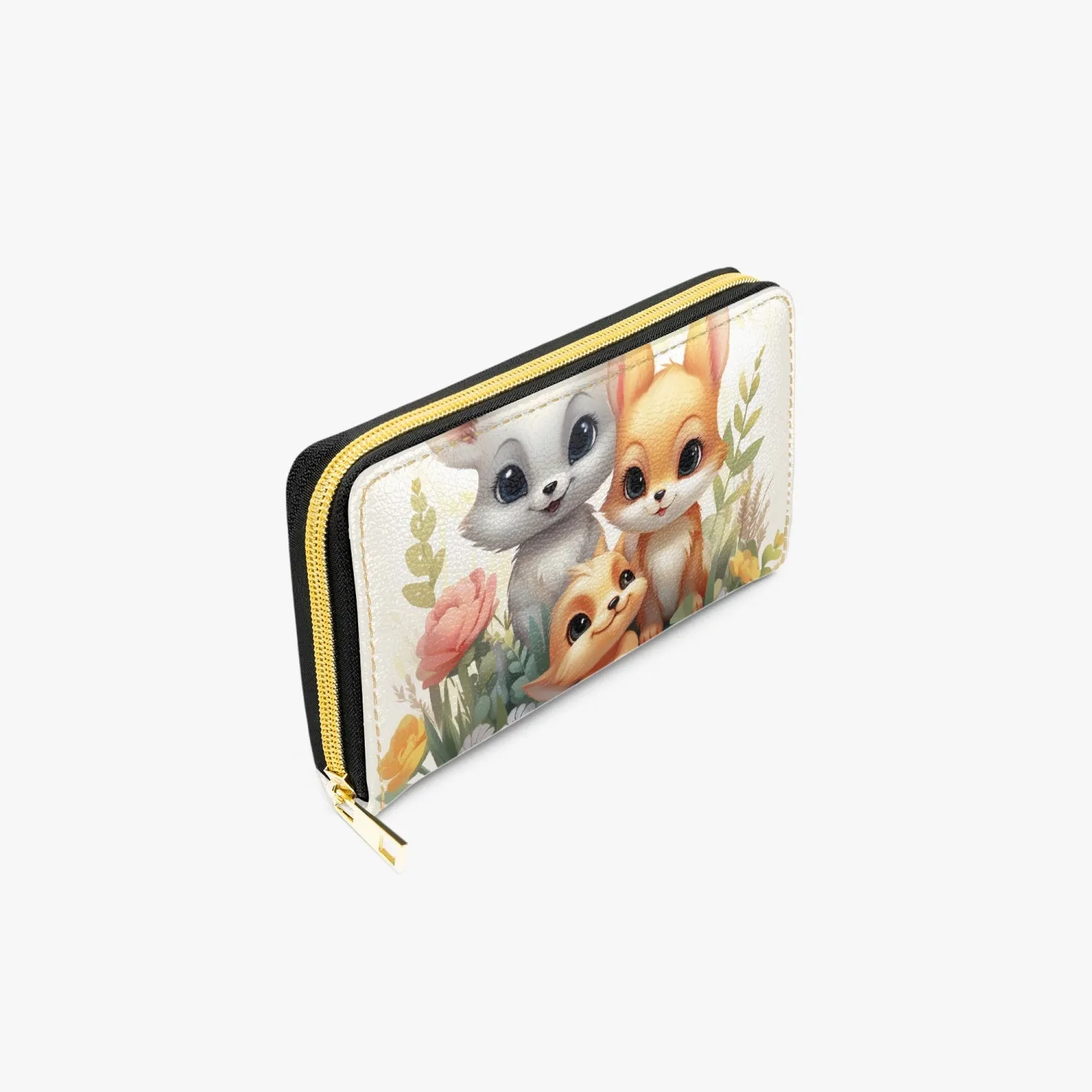 Long Type Zipper Purse - Fox Family