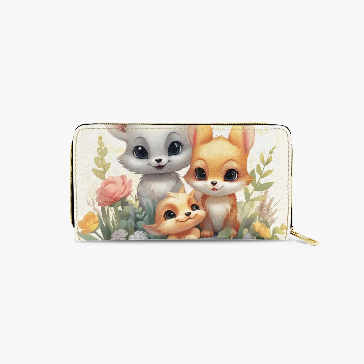 Long Type Zipper Purse - Fox Family