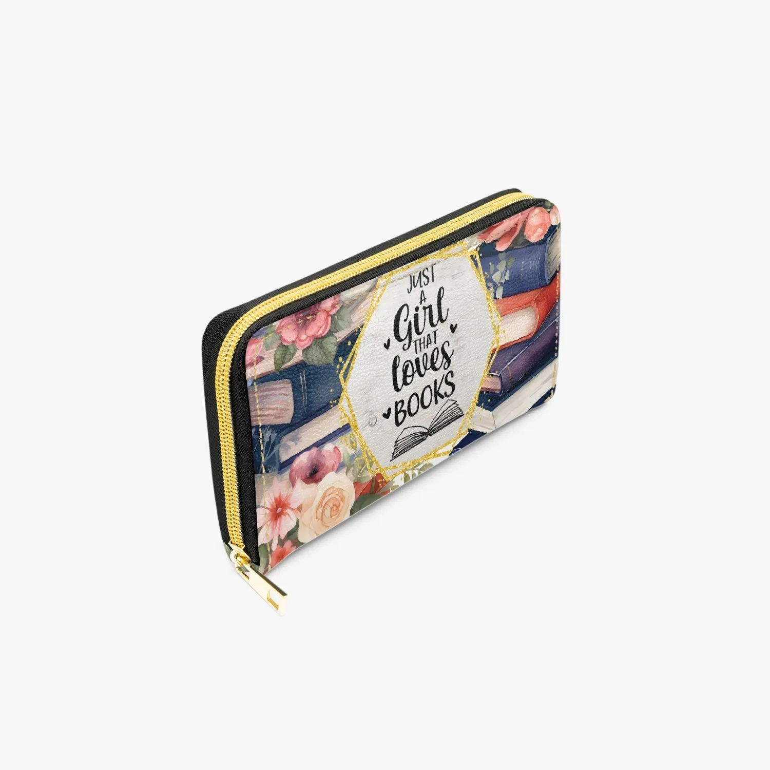 Long Type Zipper Purse, Just a girl who loves books, awd-505