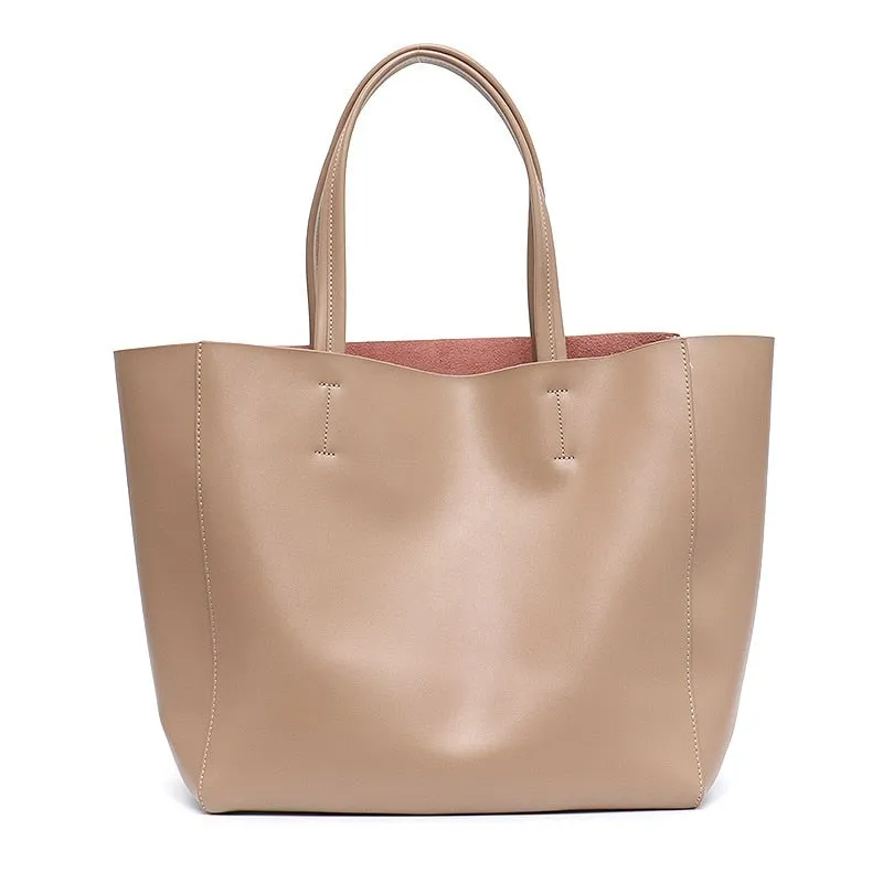 Luxury Fashionable Women's Large Capacity Leather Tote Bags