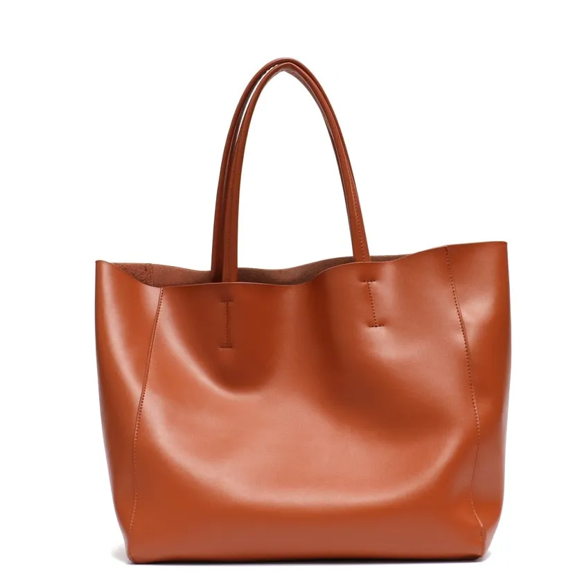 Luxury Fashionable Women's Large Capacity Leather Tote Bags