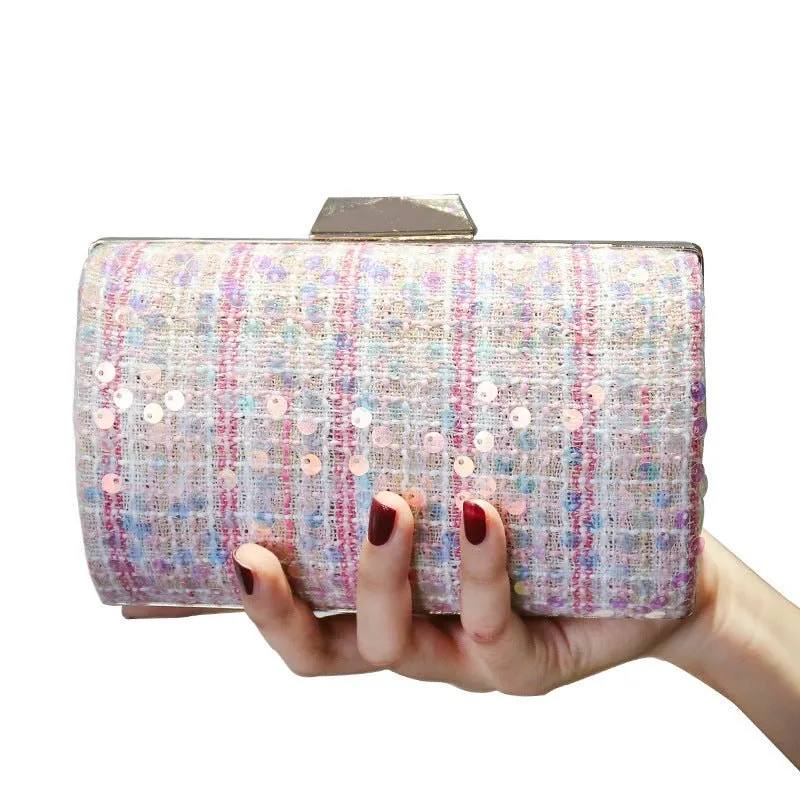 Luxy Moon Cylindrical Sequined Crossbody Clutch Bag