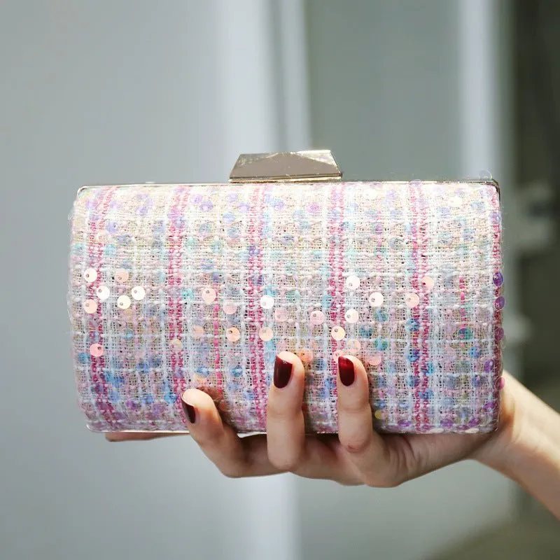 Luxy Moon Cylindrical Sequined Crossbody Clutch Bag