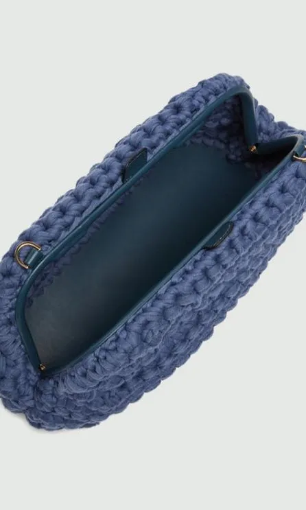 Marella Crochet woven Blue Handbag