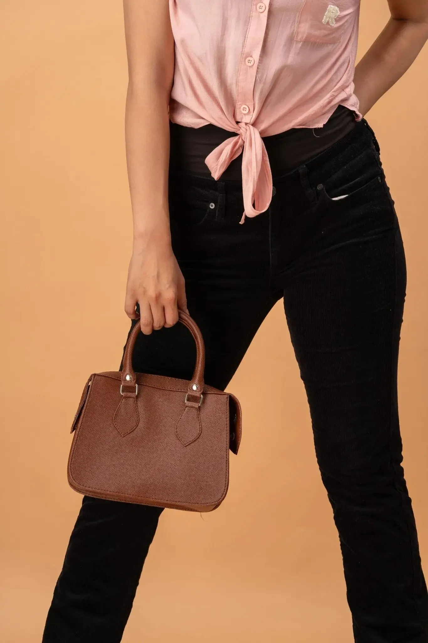 MARGAUX Top Handle Sling Bag in Choco Brown