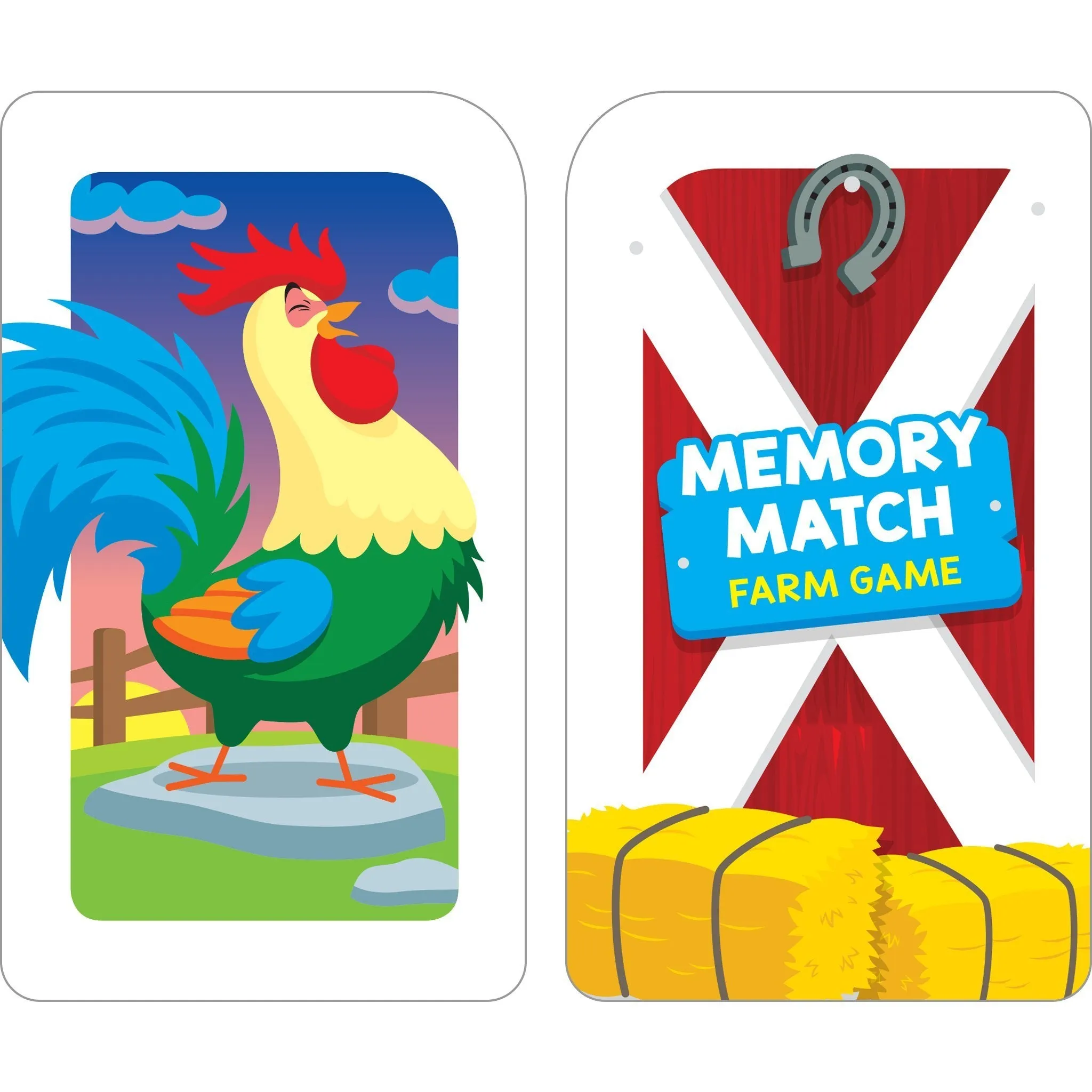 Memory Match Farm Card Game - Ages 3 , Animals, Early Reading, Counting, Matching, Vocabulary