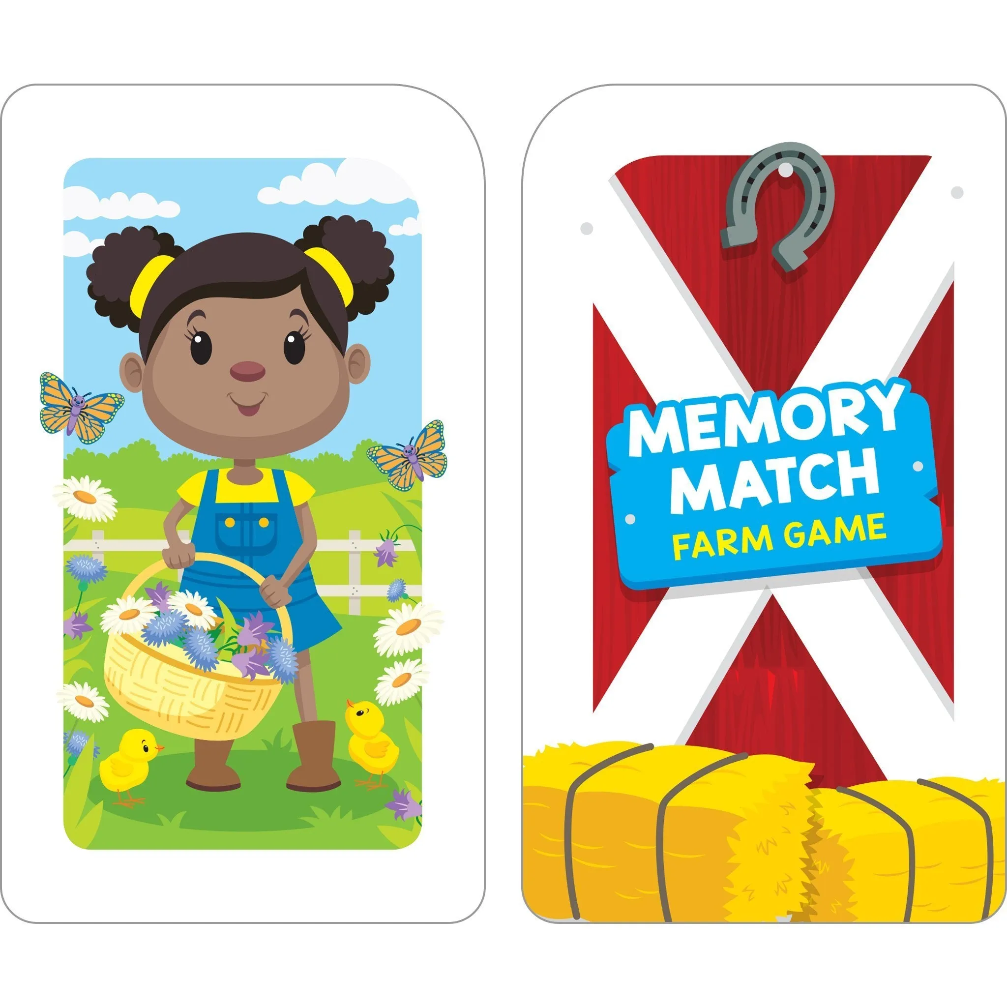 Memory Match Farm Card Game - Ages 3 , Animals, Early Reading, Counting, Matching, Vocabulary