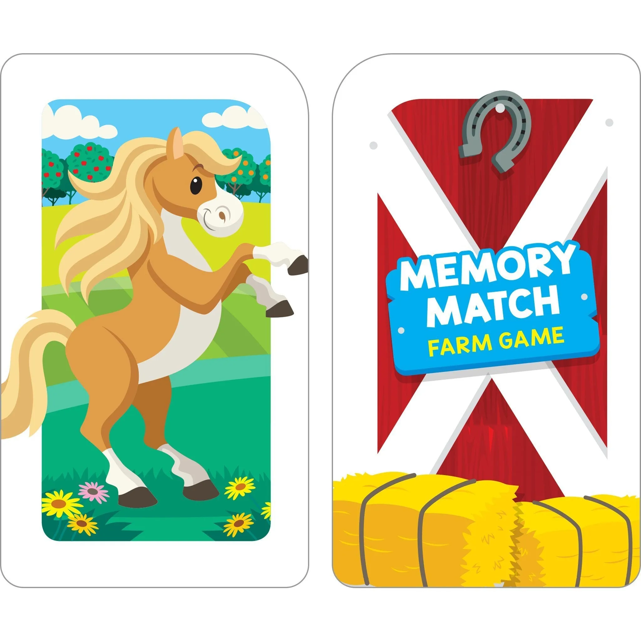 Memory Match Farm Card Game - Ages 3 , Animals, Early Reading, Counting, Matching, Vocabulary