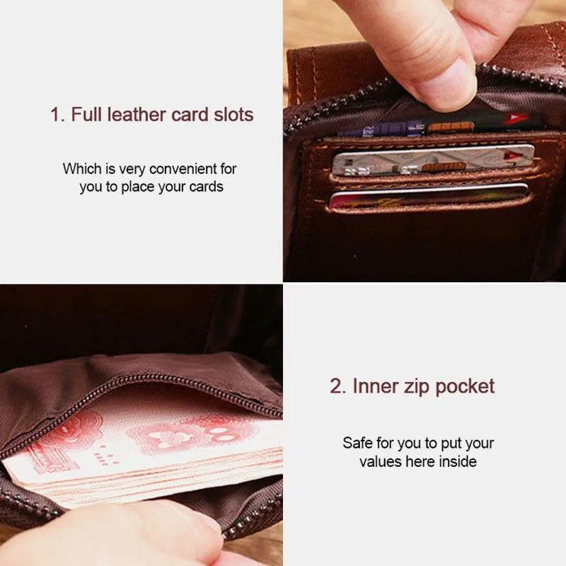 Men Genuine Leather Large Capacity Retro 6.3 Inch Phone Bag Waist Multifunction Horizontal Belt