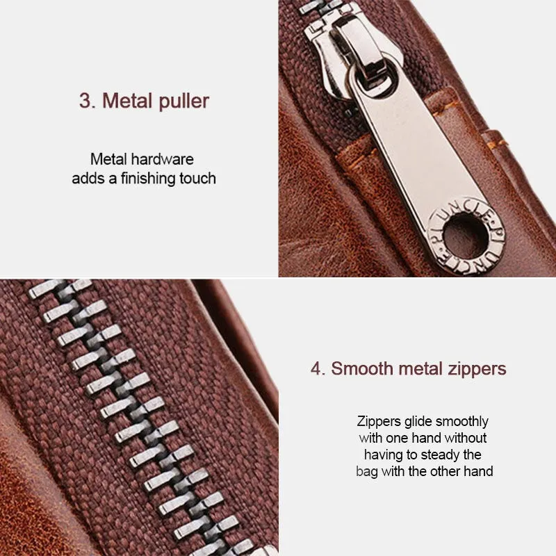 Men Genuine Leather Large Capacity Retro 6.3 Inch Phone Bag Waist Multifunction Horizontal Belt