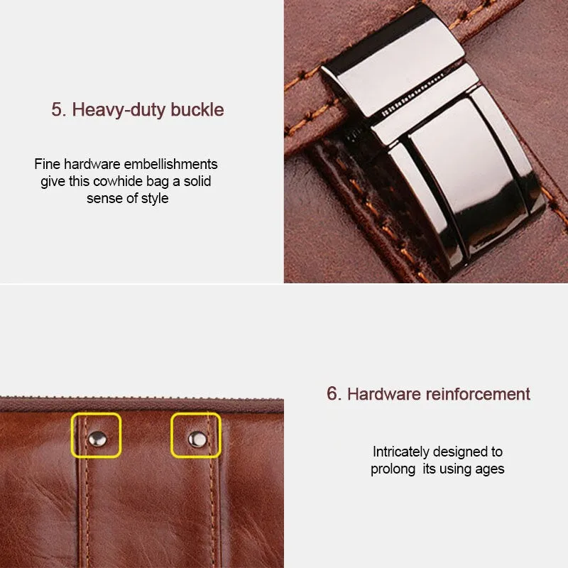 Men Genuine Leather Large Capacity Retro 6.3 Inch Phone Bag Waist Multifunction Horizontal Belt