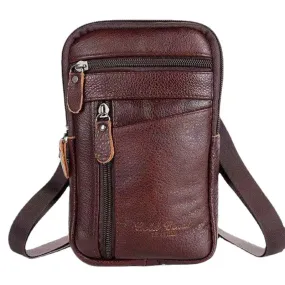 Men Genuine Leather Multi-carry Anti-theft 6.5 Inch Phone Bag Crossbody Waist Sling