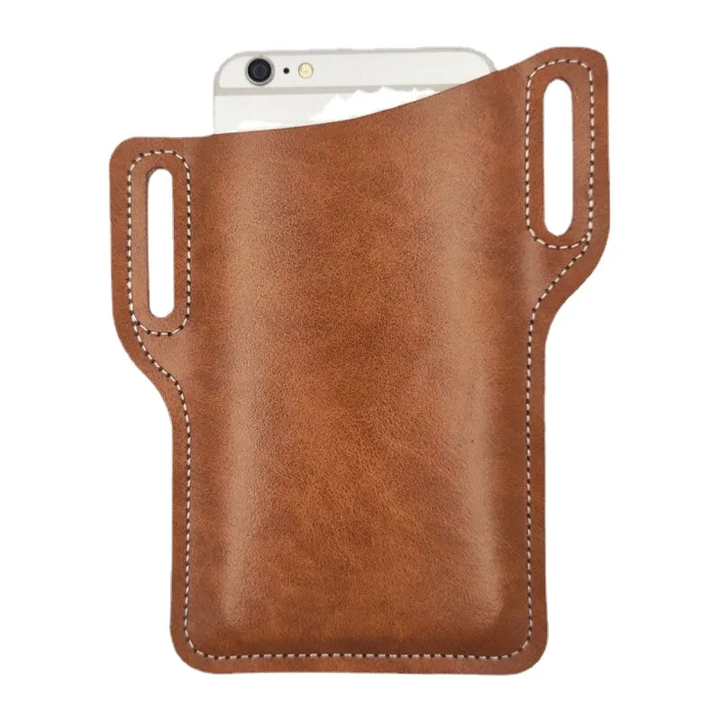 Men Retro Genuine Leather Phone Bag Waist Belt EDC For Outdoor