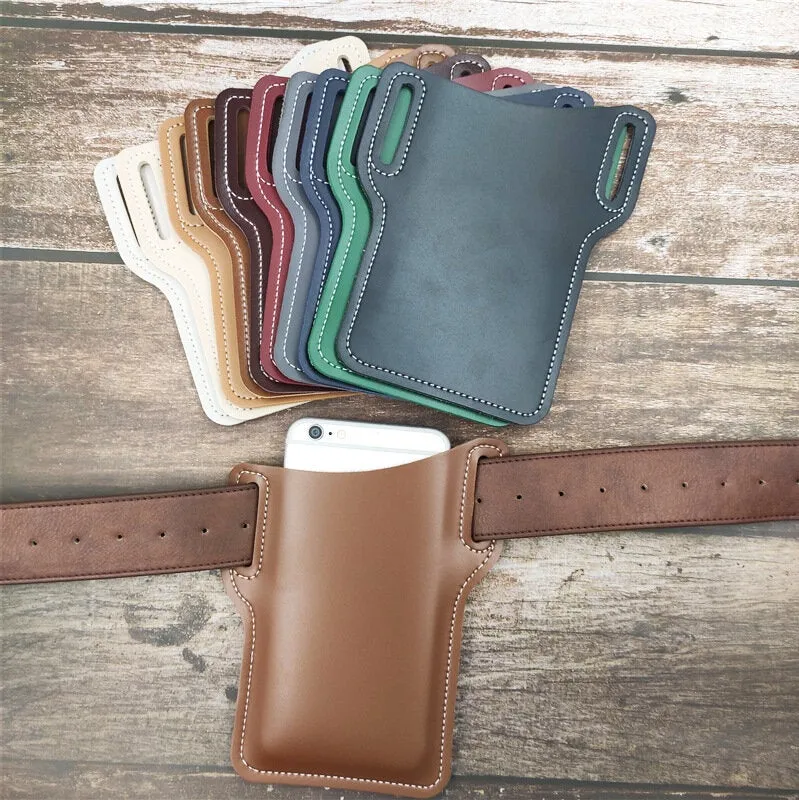 Men Retro Genuine Leather Phone Bag Waist Belt EDC For Outdoor