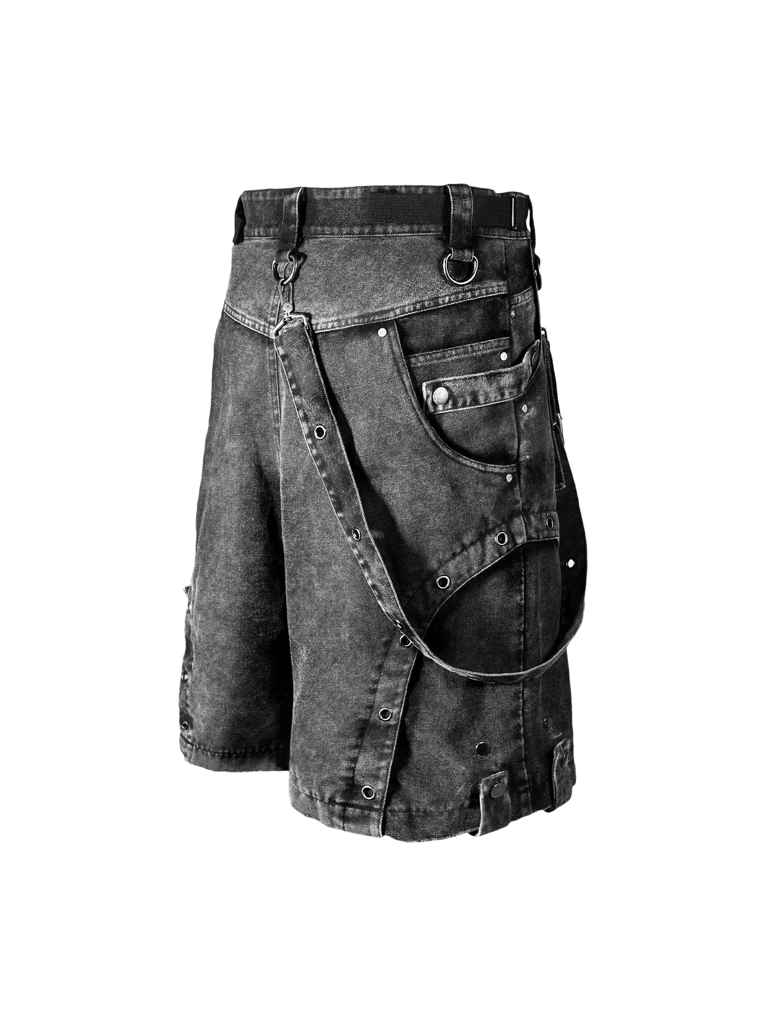 Metal Gray Waist Bag Harem Shorts