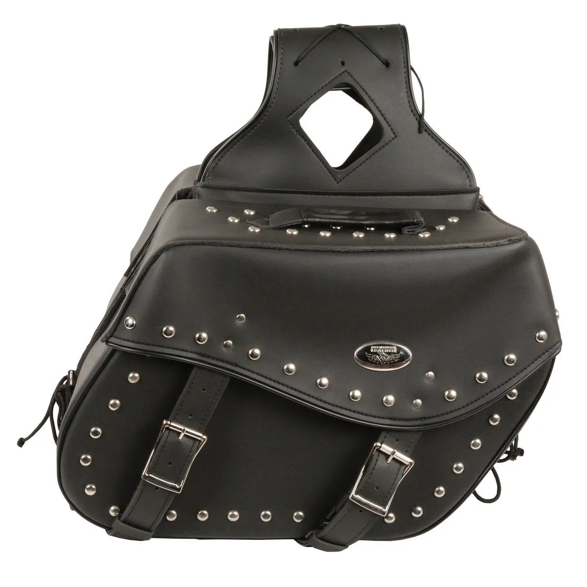 Milwaukee Leather SH553ZB Black Large Zip-Off PVC Studded Throw Over Saddlebags