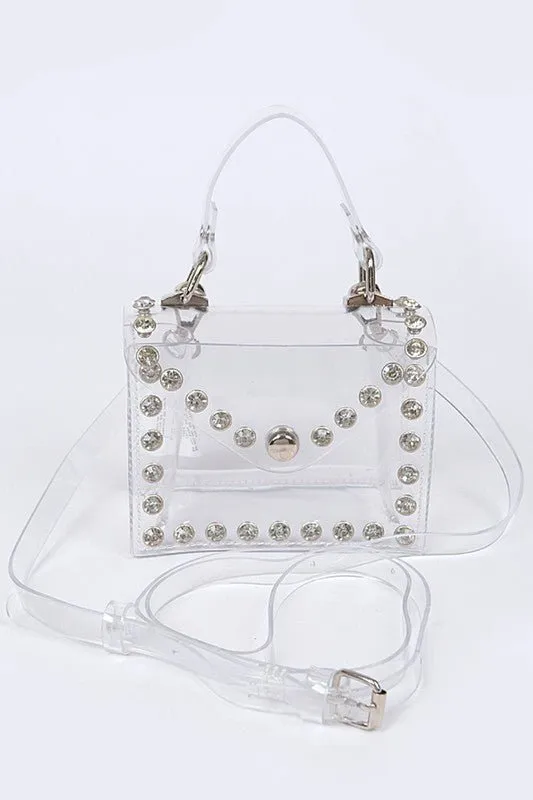 Mini Rhinestone Studded Clear Stadium Bag