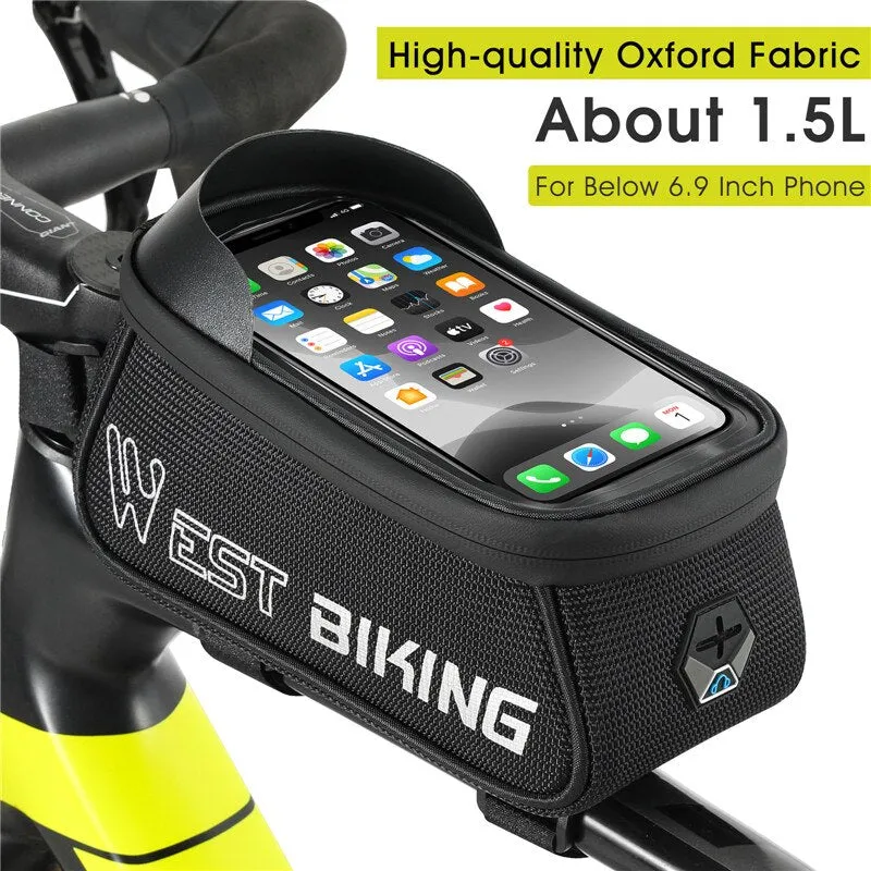 MTB Road Bicycle Bag Sensitive Touch Screen Bike Phone Bag Front Frame Reflective Cycling Accessories Panniers