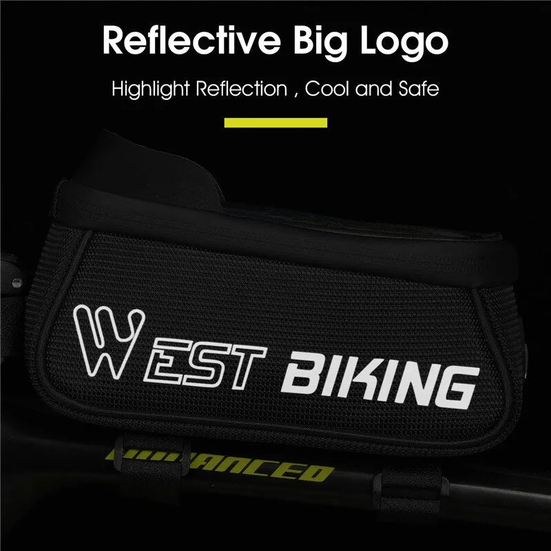 MTB Road Bicycle Bag Sensitive Touch Screen Bike Phone Bag Front Frame Reflective Cycling Accessories Panniers