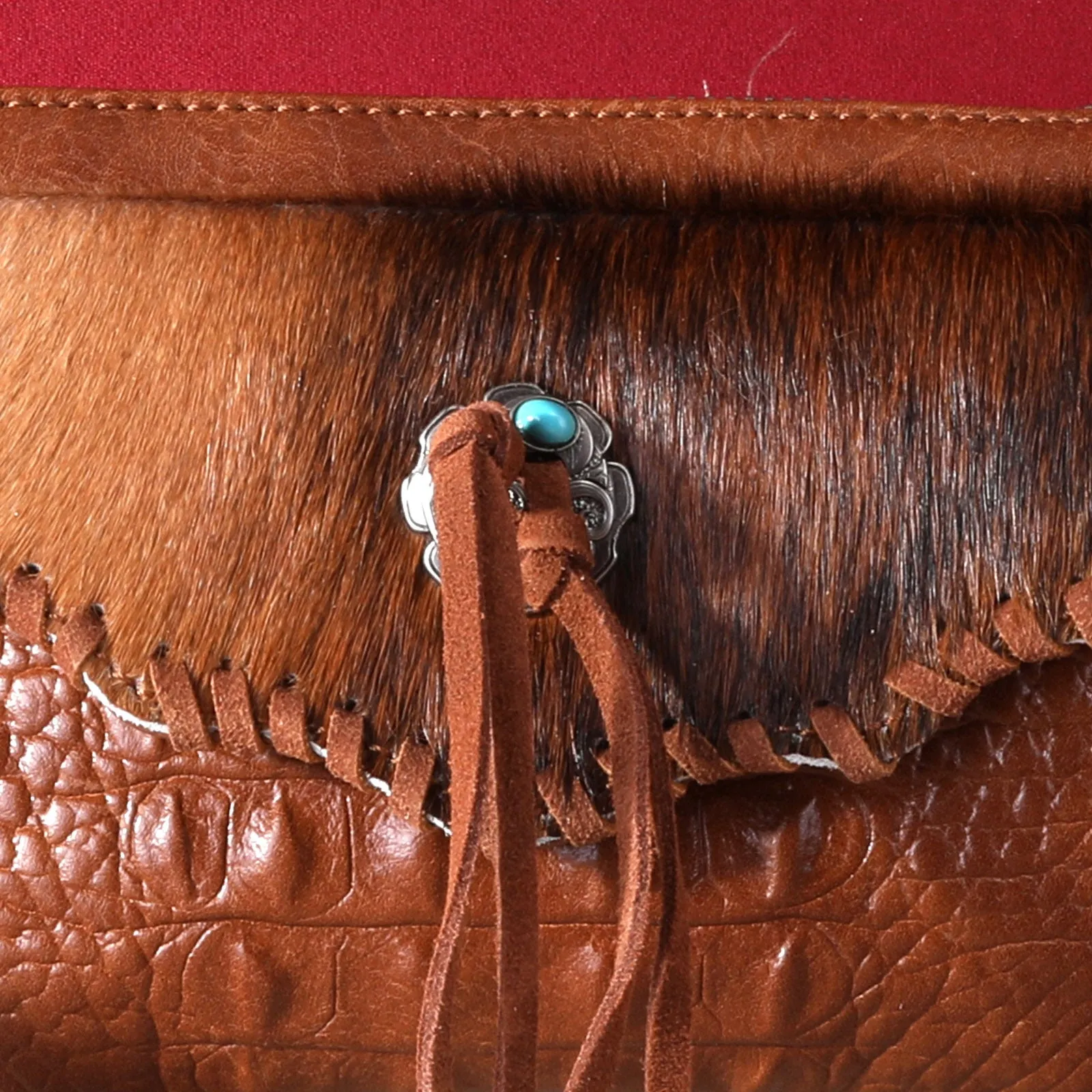 MW1268-181  Montana West Hair-On Cowhide Croc Embossed  Clutch/Crossbody