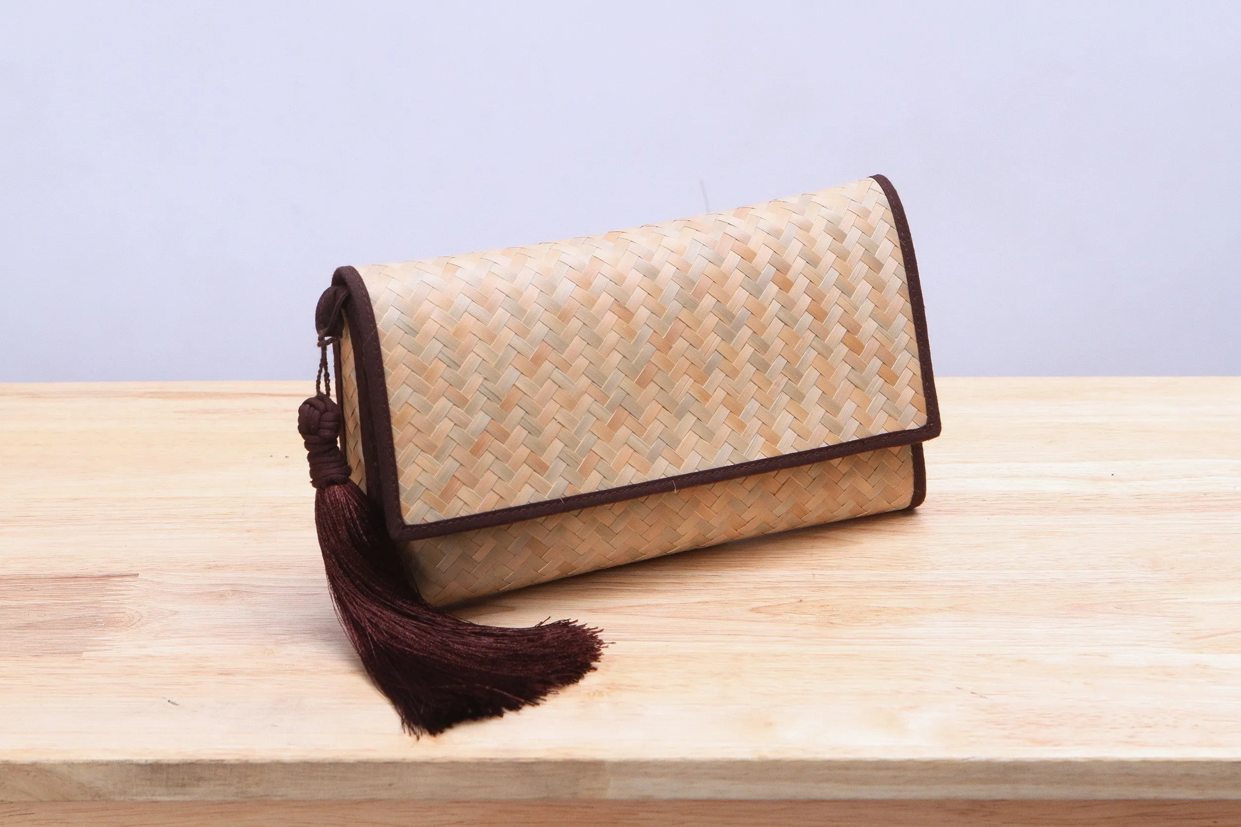 Nattira - Handwoven Clutch Bag with Tassel (Brown)