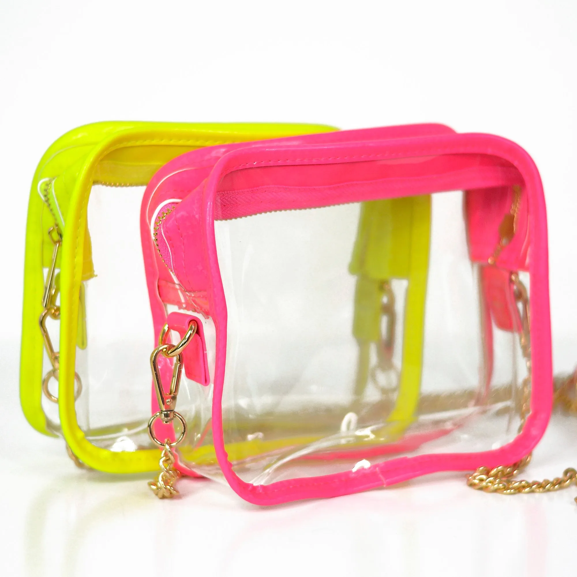 Neon Pink and Clear Crossbody Purse