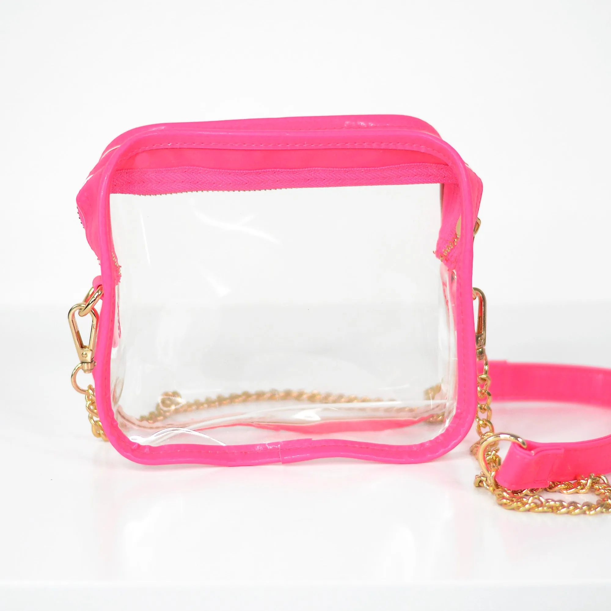 Neon Pink and Clear Crossbody Purse