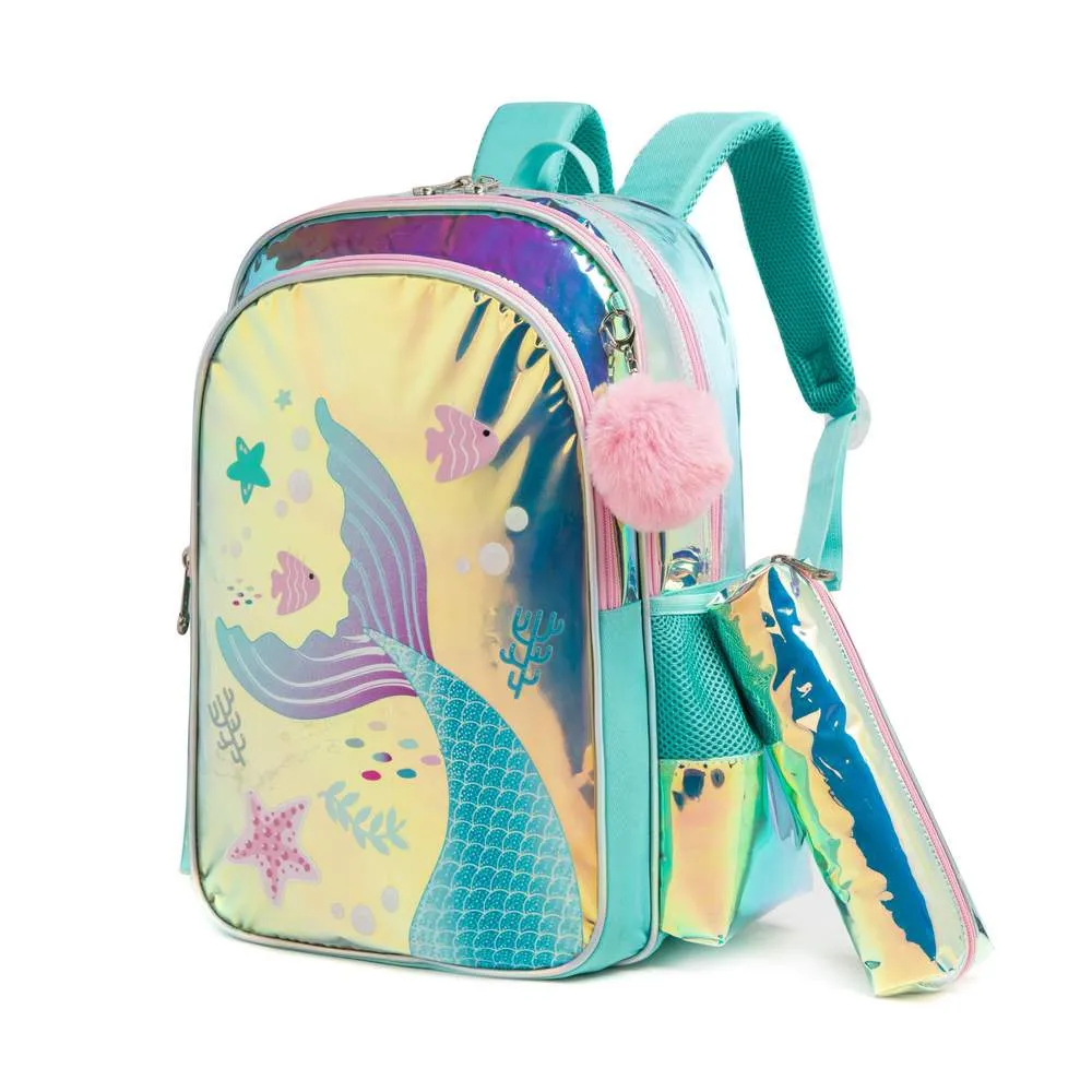 (NET)Mermaid Children's Trolley Backpack School Bag