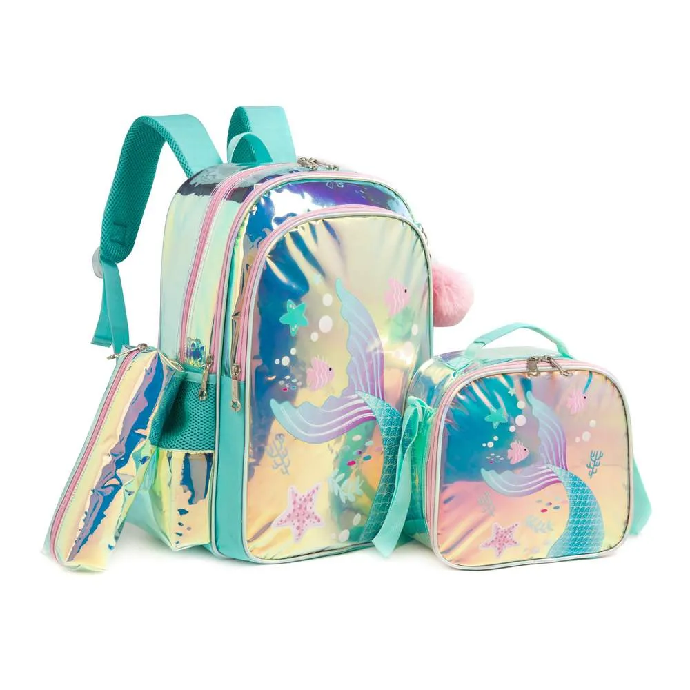 (NET)Mermaid Children's Trolley Backpack School Bag