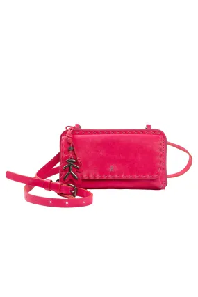 Ocean Pocket Leather Clutch in Old Iron Fuxia