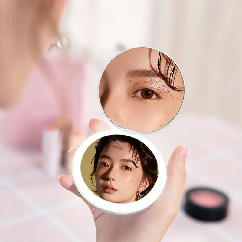 Oh She Shines Compact Led Portable Makeup Mirror - Cosmetic Luminous Effect