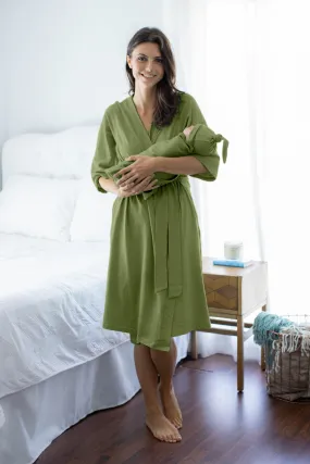 Olive Green Robe & Swaddle Blanket Set