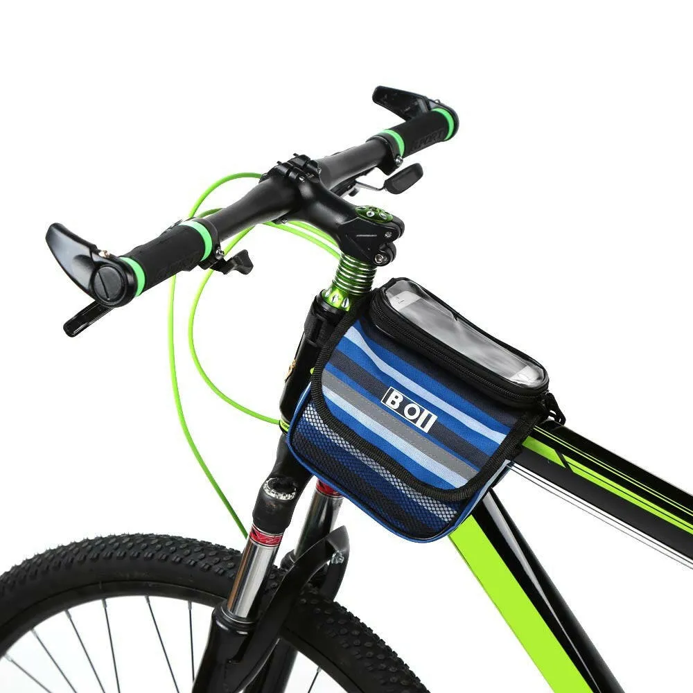 Outdoor Cycling Phone Touch Screen Pouch Pannier Bicycle Front Tube Bag Double Size