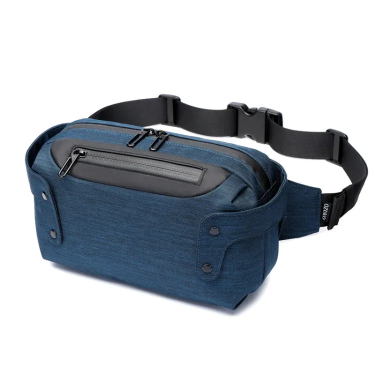 Ozuko 9360 Outdoor Waterproof Men Sports Waist Bag Messenger Bag with External USB Charging Port(Dark Blue)