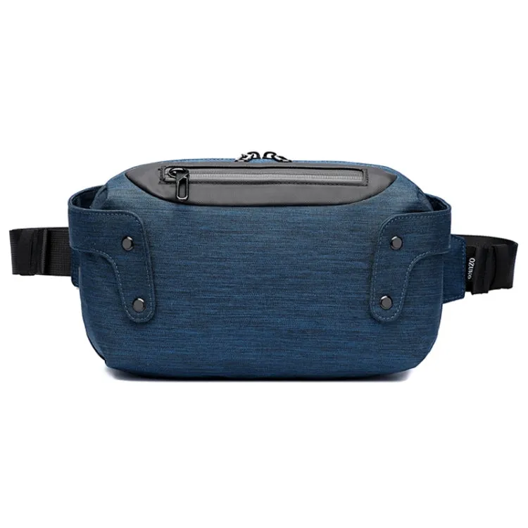 Ozuko 9360 Outdoor Waterproof Men Sports Waist Bag Messenger Bag with External USB Charging Port(Dark Blue)