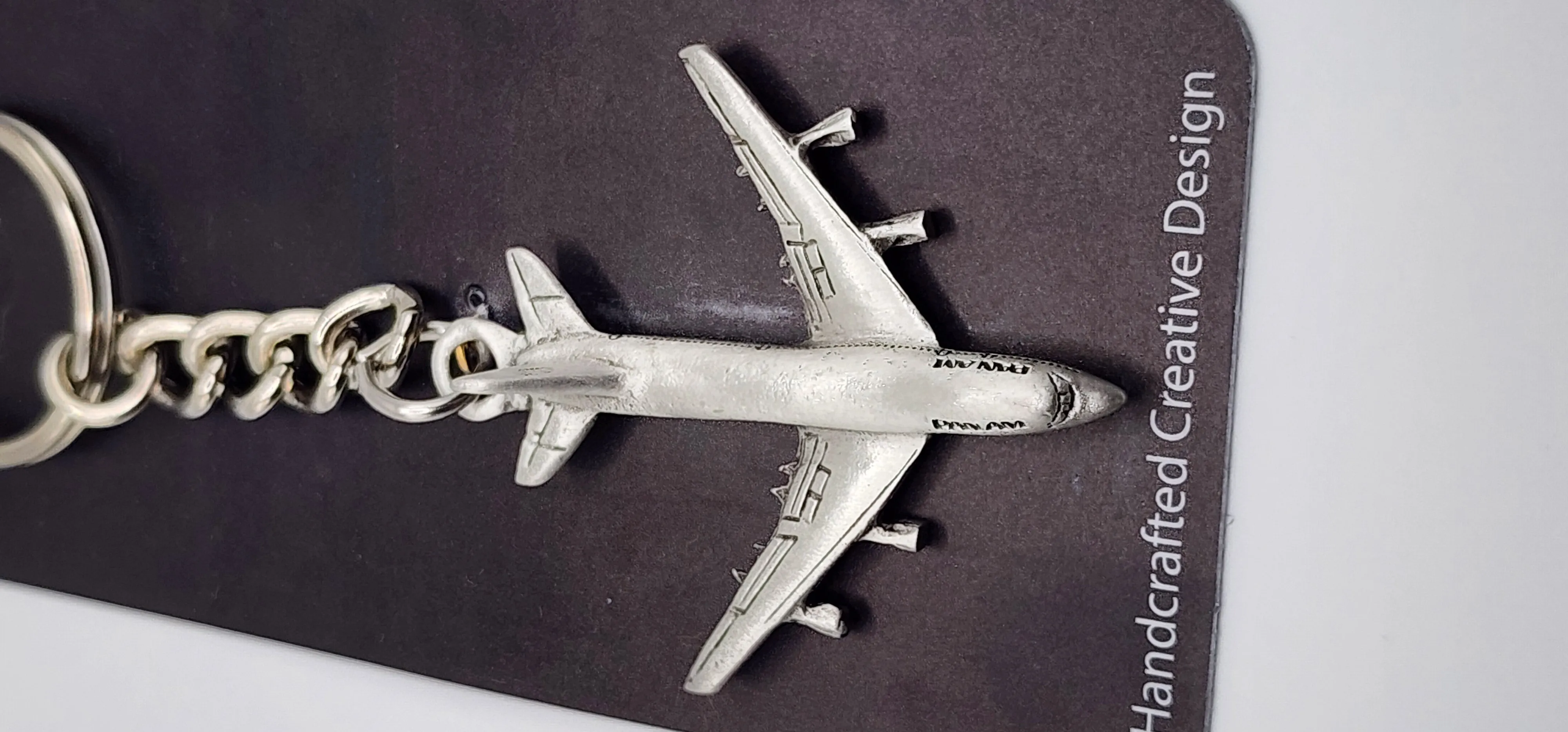 Pan Am Boeing 747 (B747) Airliner Pewter Keychain