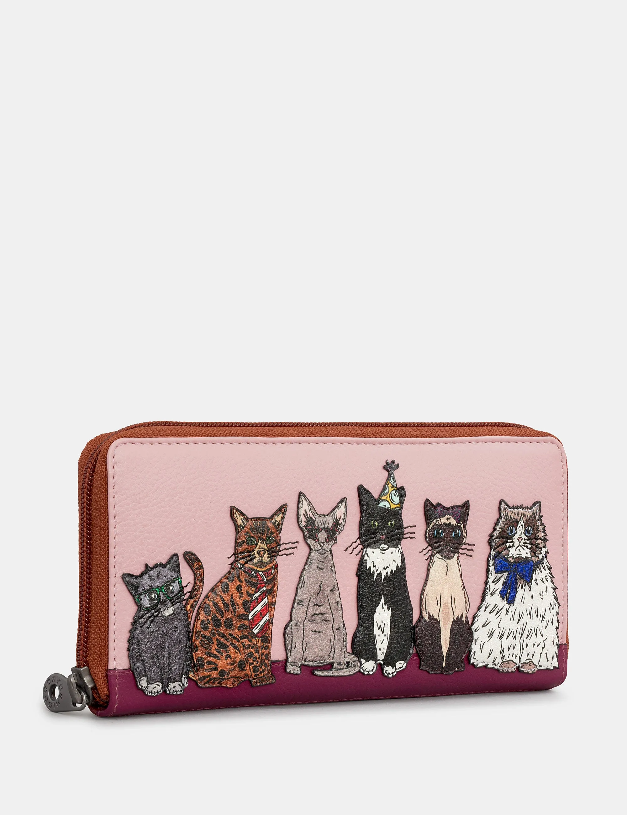 Party Cats Zip Round Leather Purse