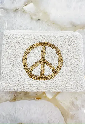 Peace Out Change Purse-White