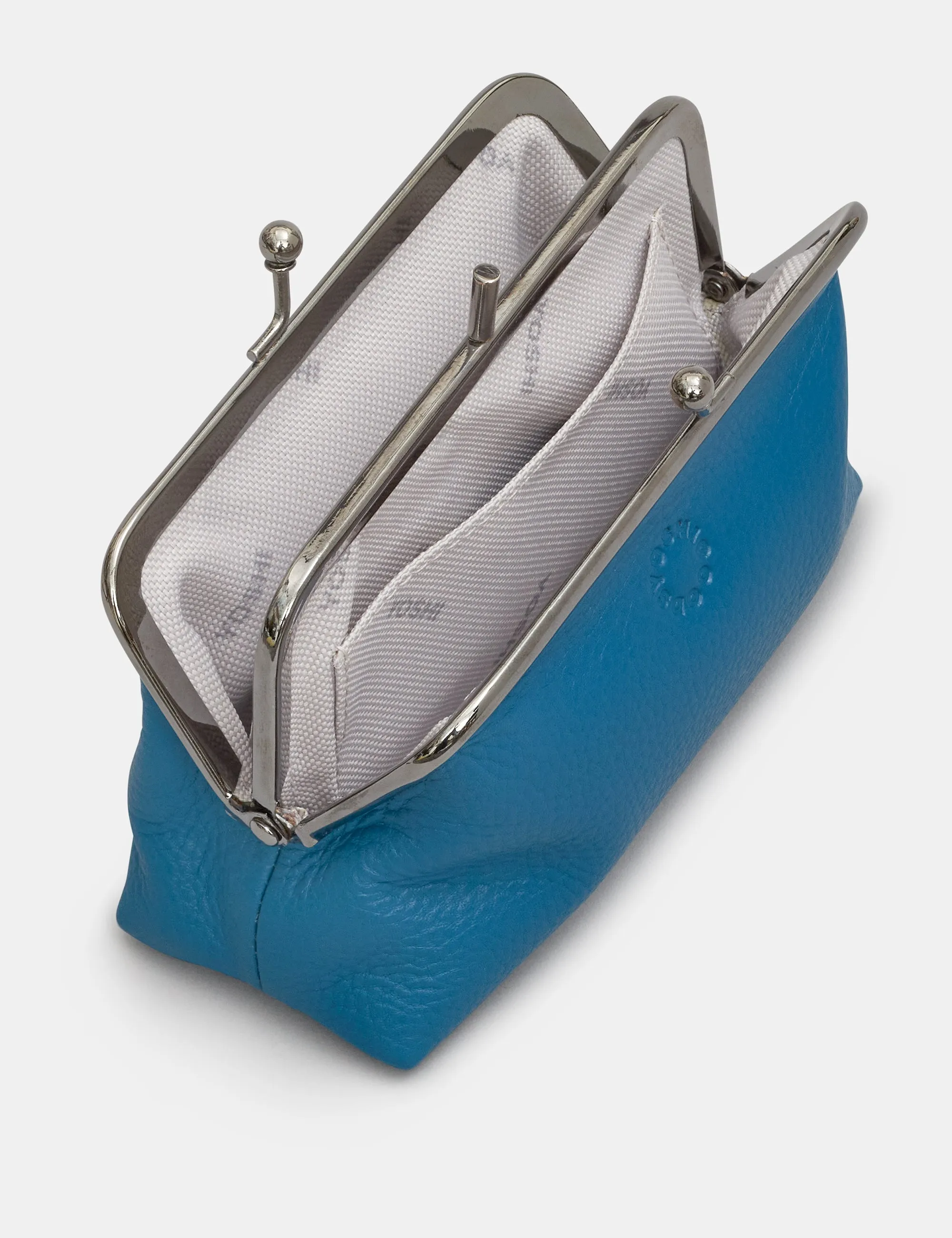 Petrol Blue Leather Aubrey Frame Purse