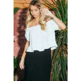 Pin Striped Off Shoulder Top