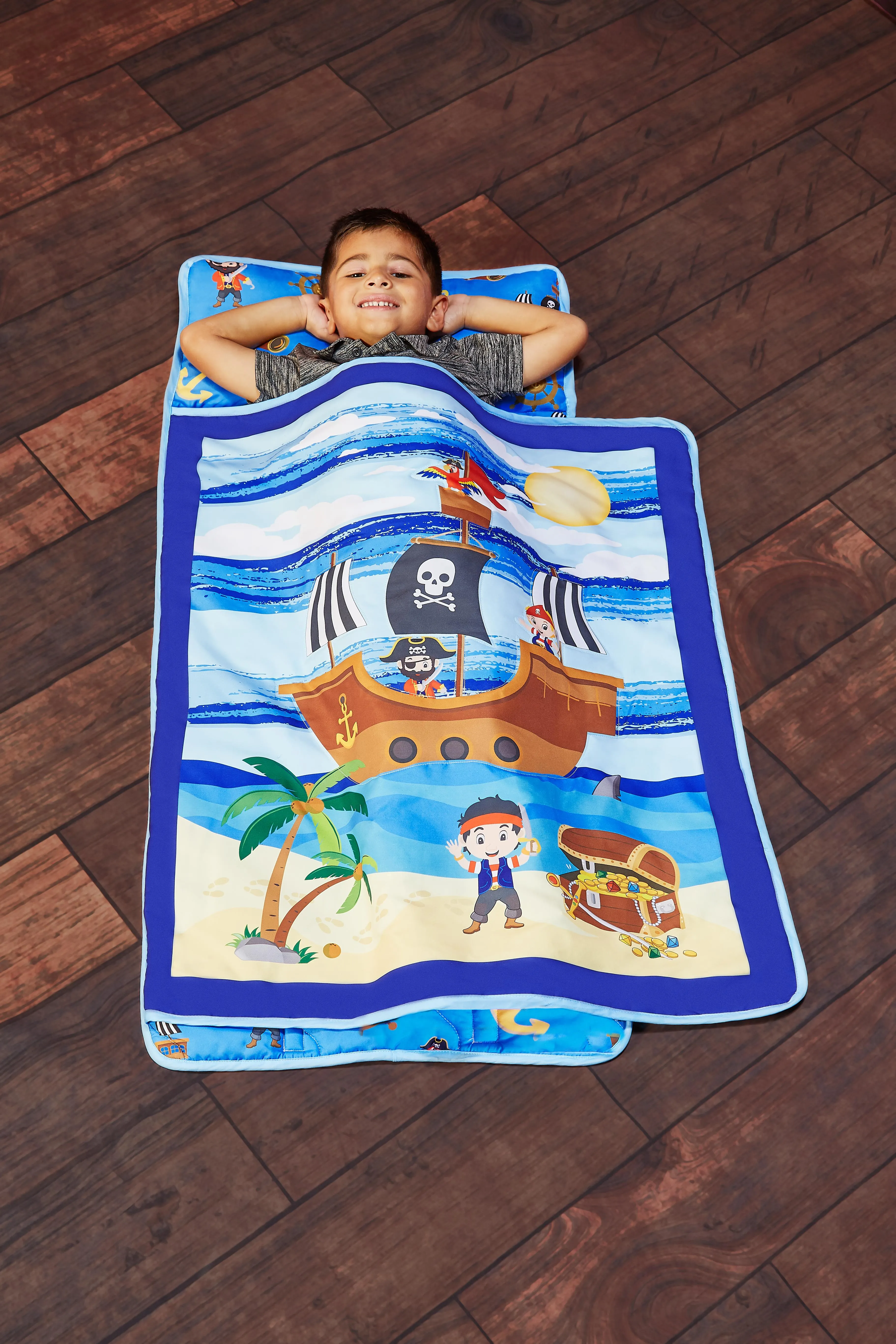 Pirates Treasure Hunt Toddler Nap Mat with Pillow