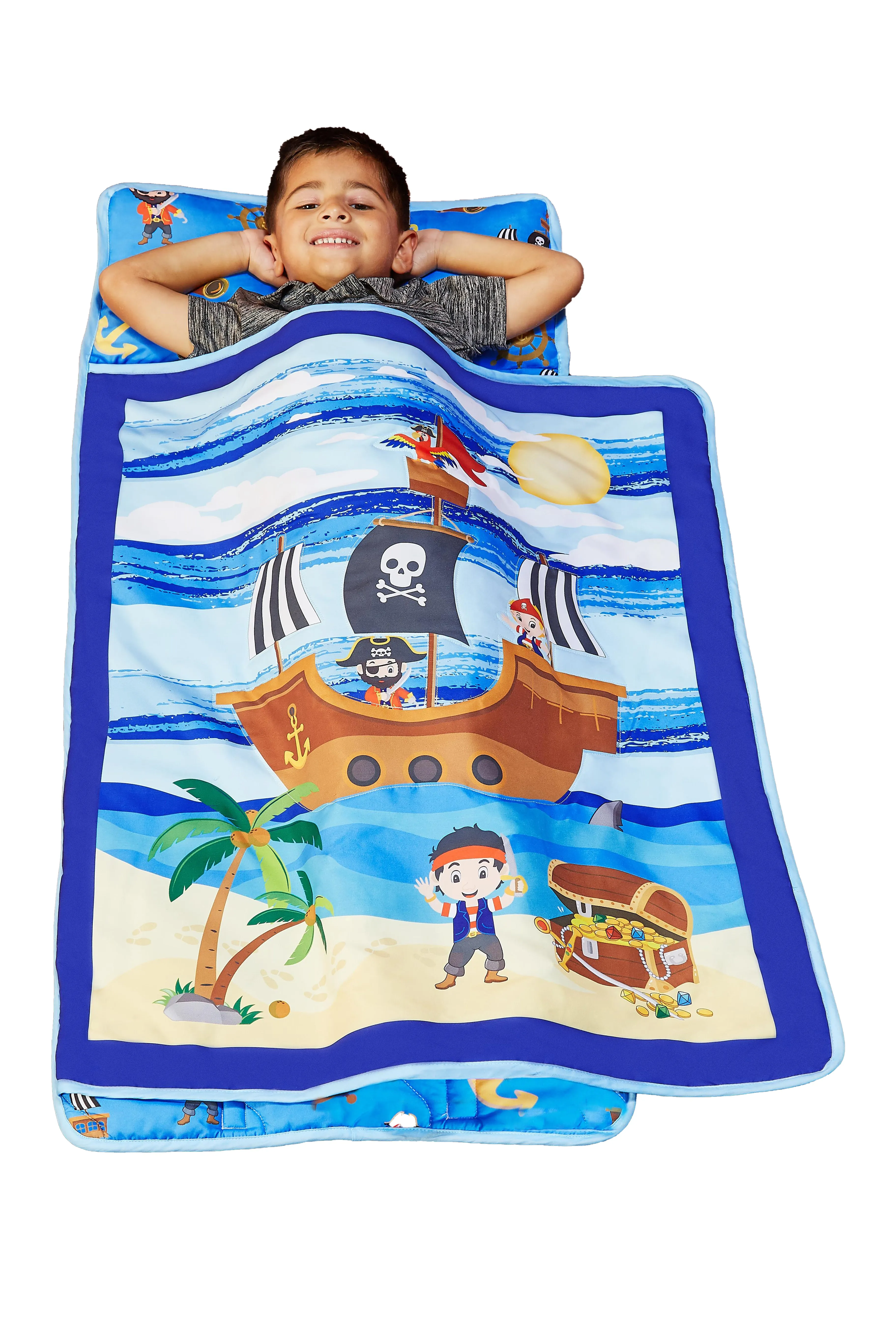 Pirates Treasure Hunt Toddler Nap Mat with Pillow