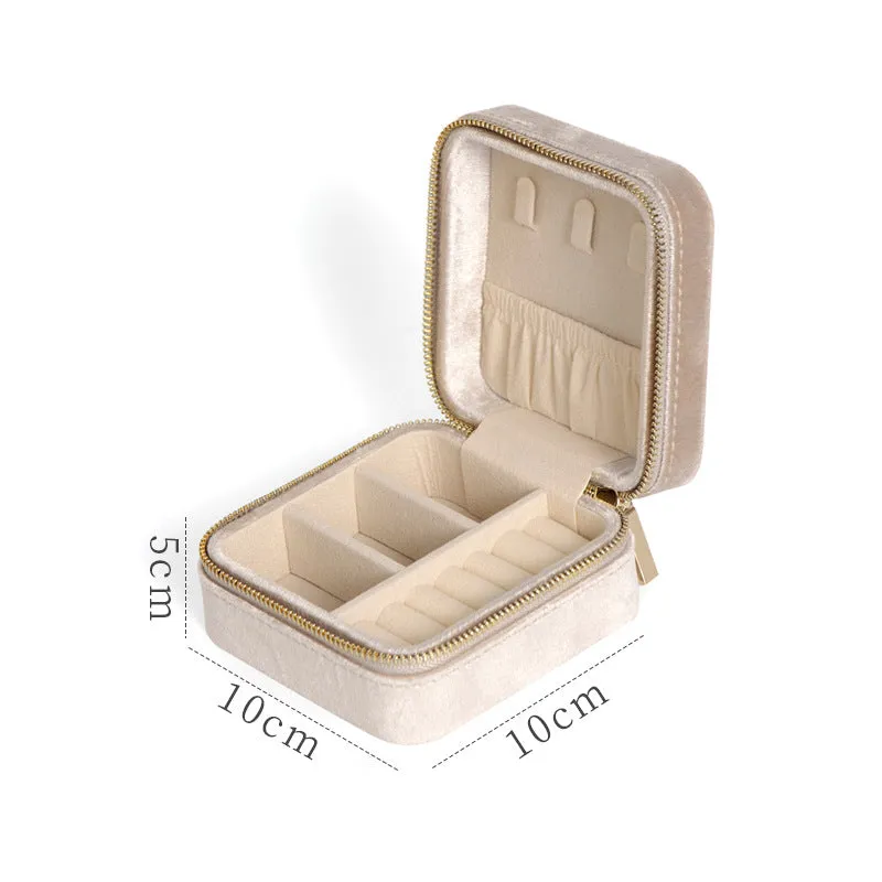 Portable Jewelry Box Display Travel Jewelry Case Boxes Storage Zipper Jewelers